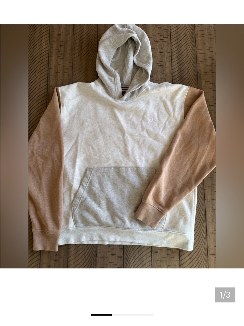 Jordan Two-Tone Hooded Sweatshirt - Cream Body with Brown Sleeves